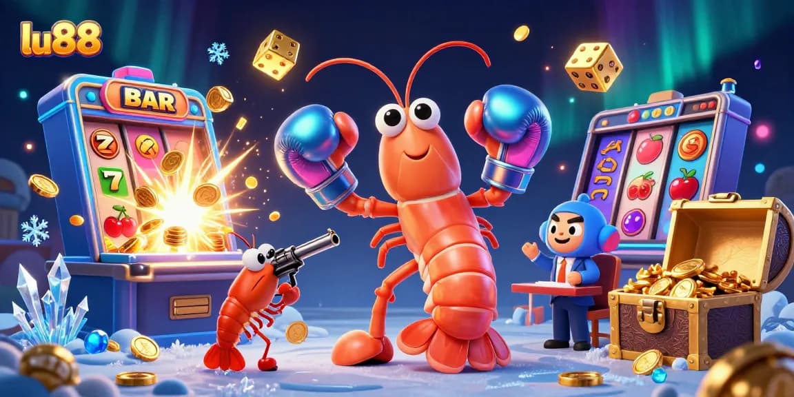 Engage with exciting slot jackpots at lu88 with a colorful 3D illustration featuring dynamic casino elements.