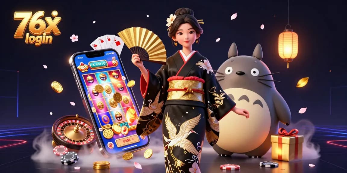 Experience dynamic gameplay with 76x login featuring Asian characters and exciting casino elements.