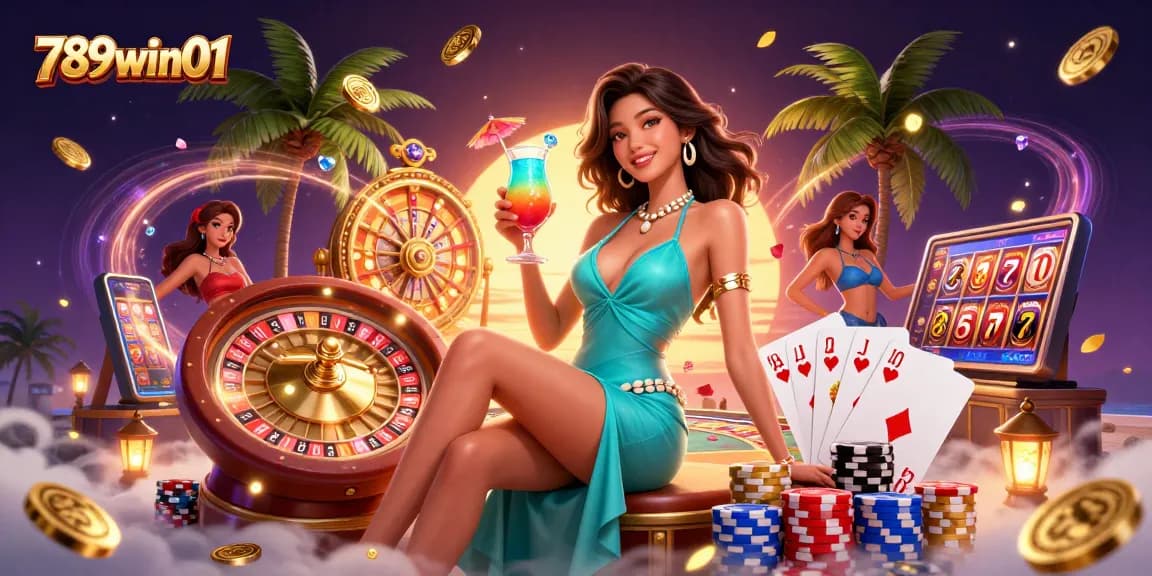 Experience excitement at 789win01 with a glamorous casino scene filled with golden coins and relaxing vibes.