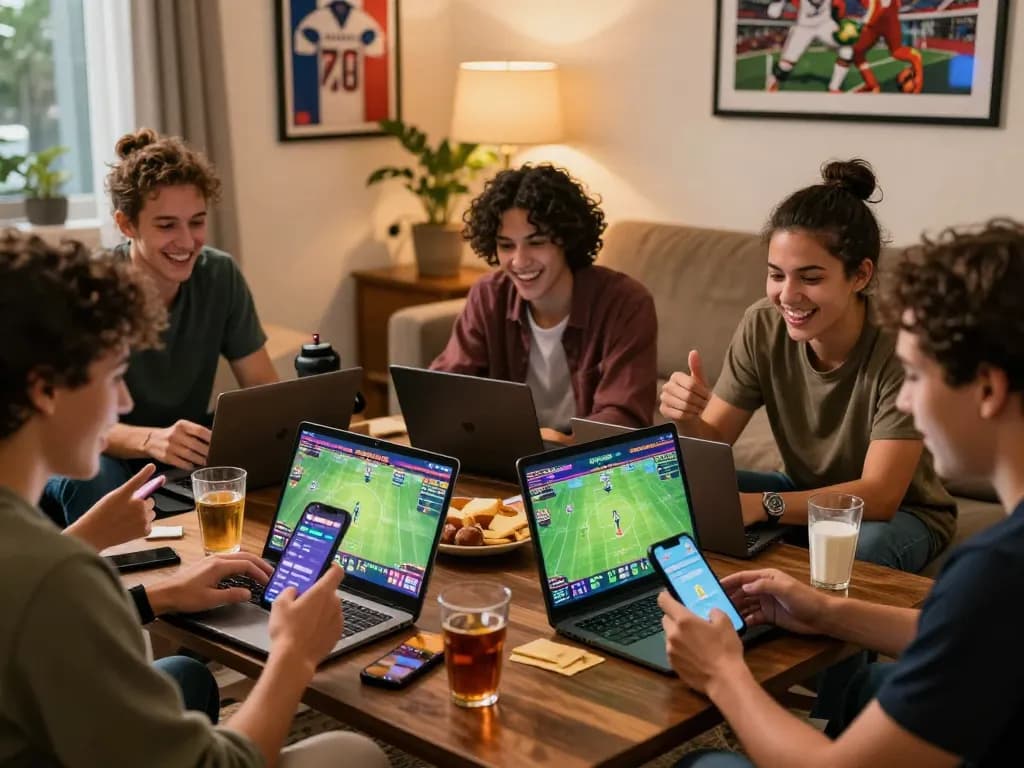 Exciting gaming session at https://ok365.br.com/ with friends engaged in online betting.