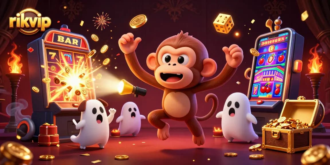 Experience the excitement of rikvip with a playful ghostly scene filled with dynamic casino elements.