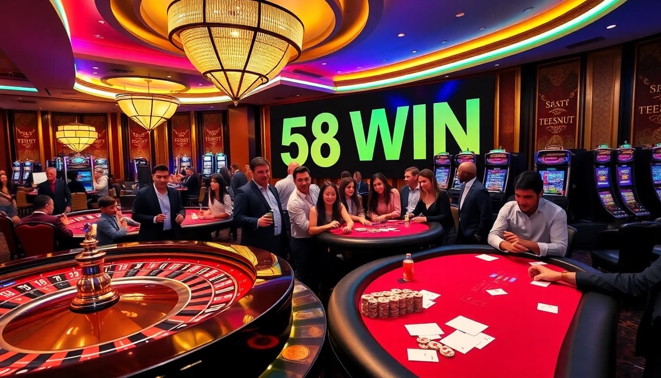 Experience the thrill of winning at 58 WIN casino with vibrant tables and eager players.