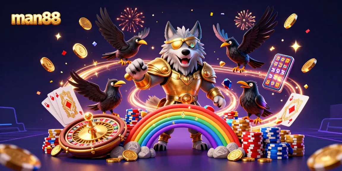 Join the adventure with man88 as Odin and his ravens celebrate casino luck!