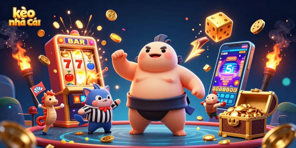 Engage in kèo nhà cái with an underwater adventure featuring a puffed-up fugu and vibrant casino elements.