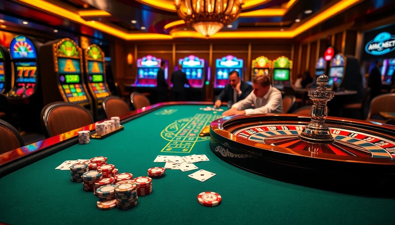 Experience thrilling gameplay at https://258bet.bio/ with vibrant casino action, poker chips, and roulette.