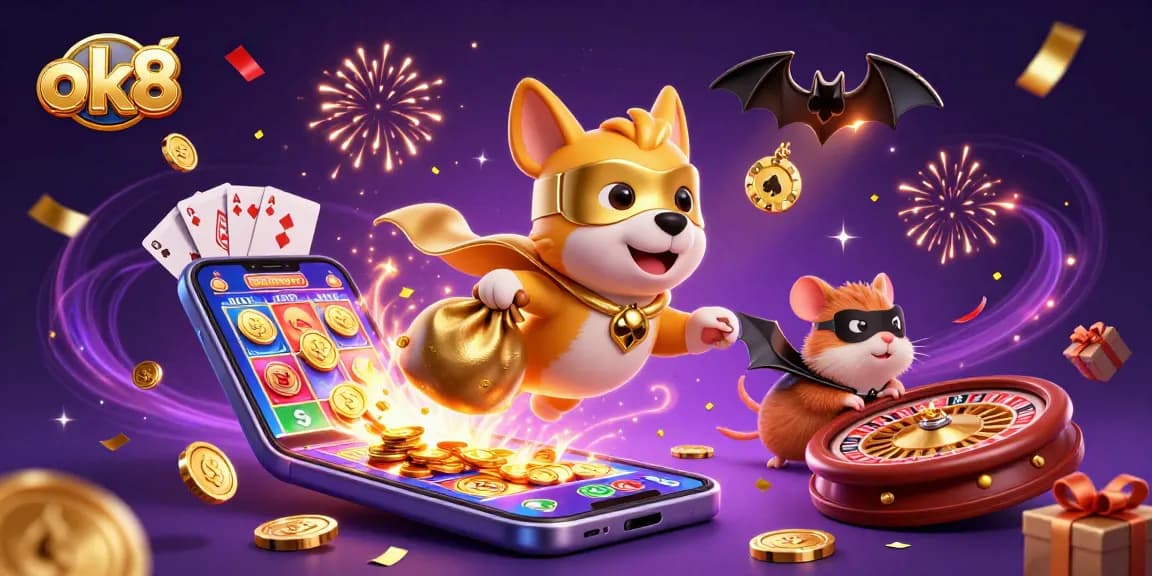 Spin the reels with ok8 and win big! Colorful slot game action illustrated in vibrant detail.