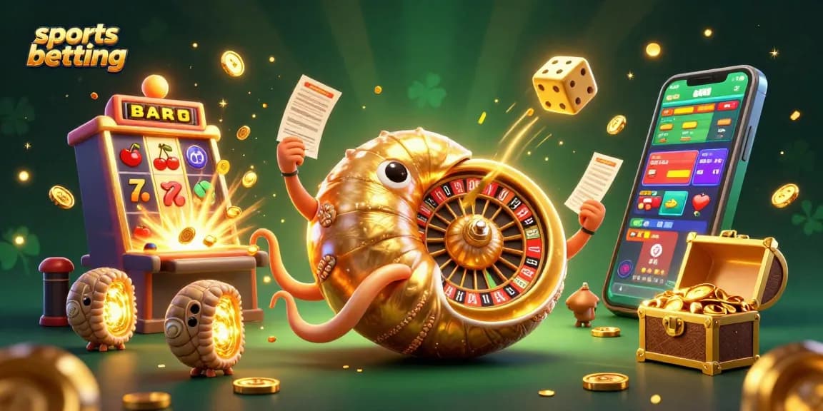 Engage in thrilling sports betting with a nautilus-themed roulette wheel and vibrant casino elements.