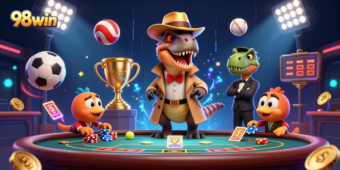 Engage with 98win as a velociraptor card counter and stegosaurus pit boss create dynamic casino action.