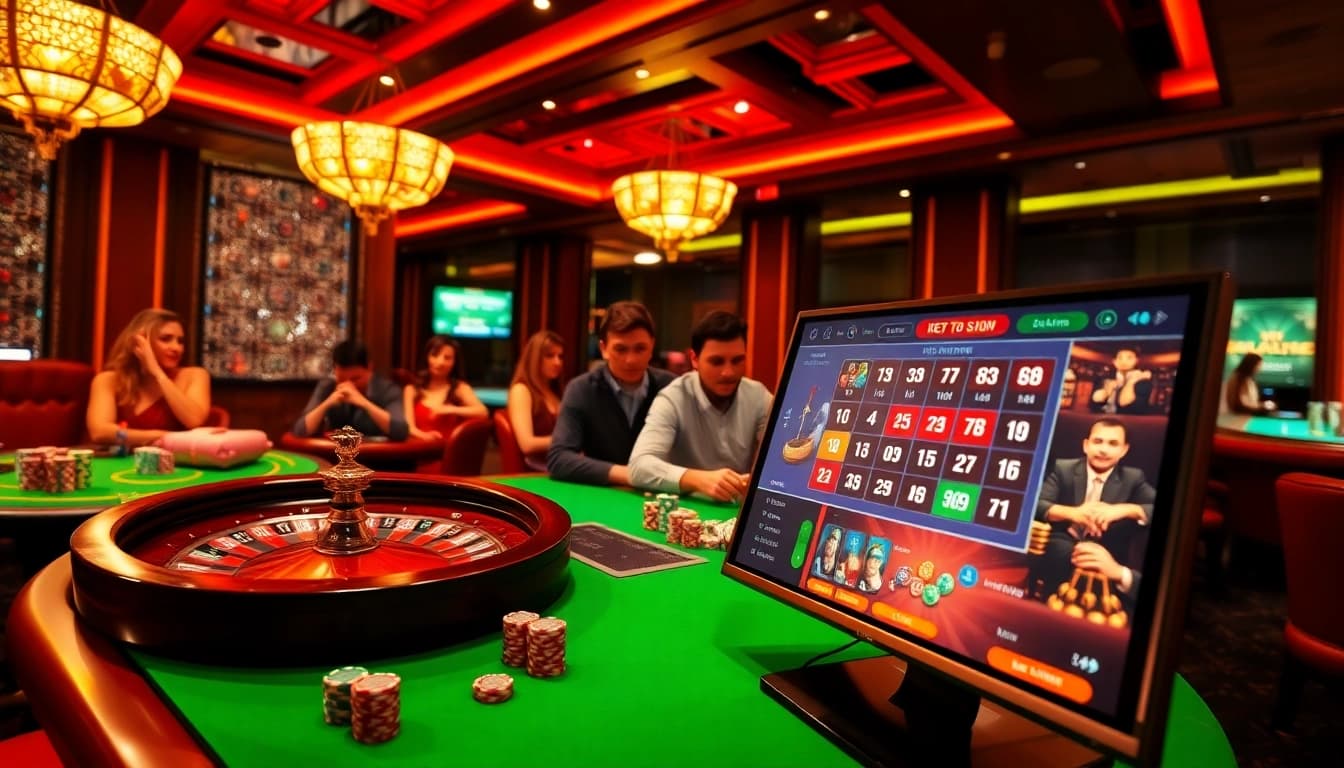 Experience the thrill of online gambling with 78win at a luxurious casino table.