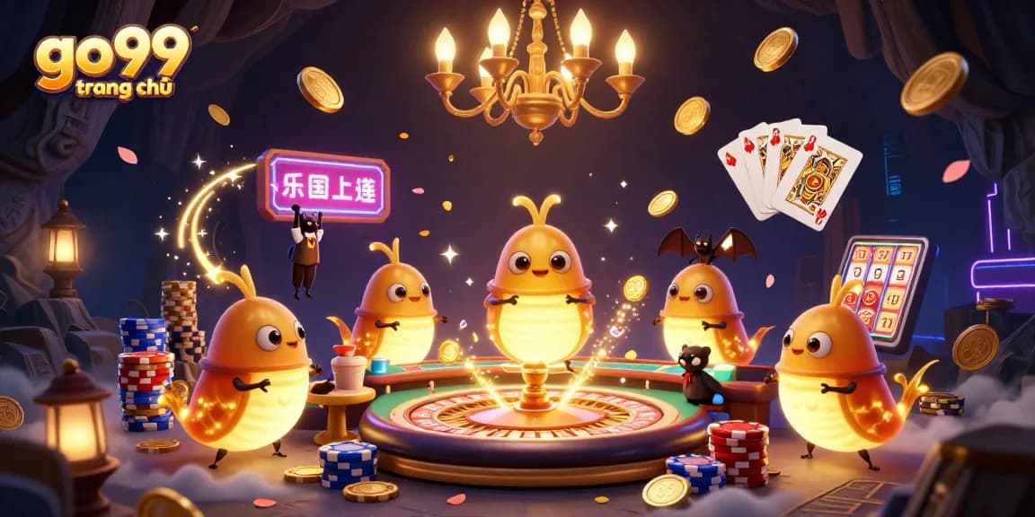 Experience the excitement of go99 trang chủ with vibrant casino elements, glowing characters, and dynamic gameplay.