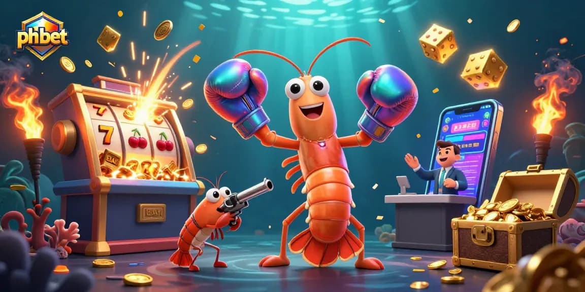 Join the action at ph bet with vibrant casino elements and a lively 3D shrimp duo.