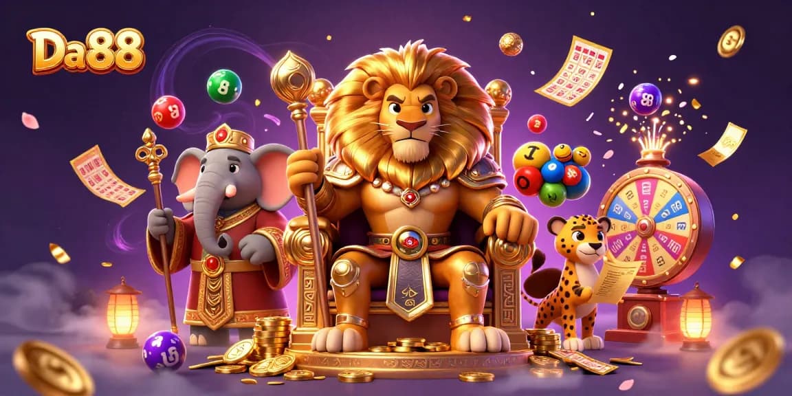 Engage in thrilling lottery adventures with Da 88's vibrant characters and game elements.