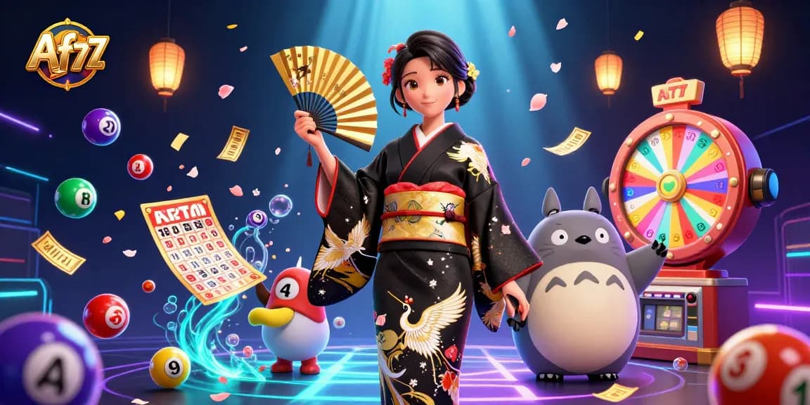 Spin and win with Af77's vibrant gaming experience, featuring interactive lottery elements and enchanting characters.