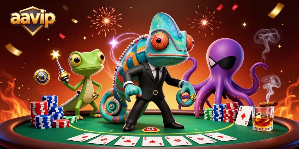 Aavip players enjoying a dynamic poker scene with vibrant characters and rich game elements.