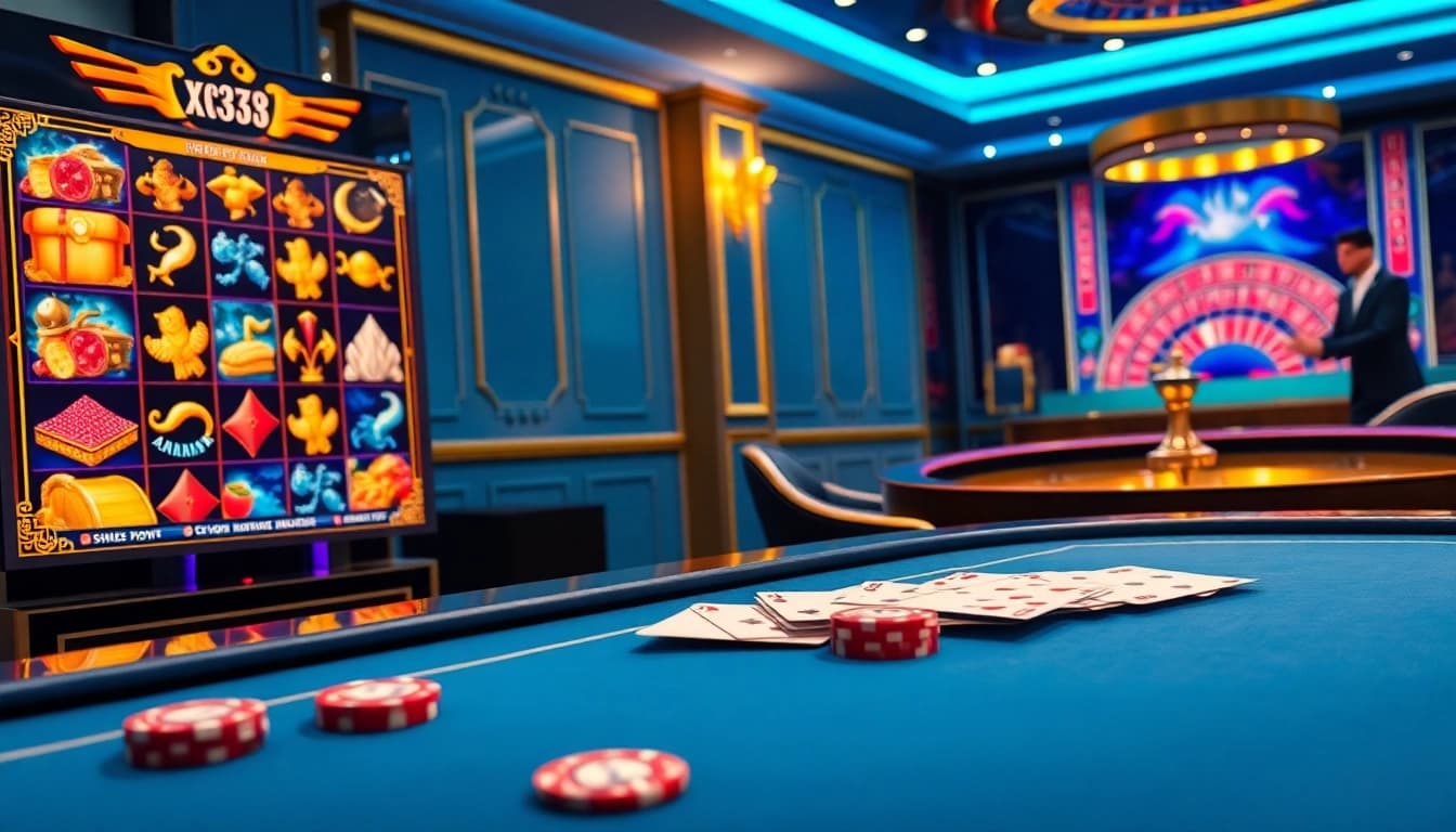 Engaging gameplay at https://x333.sa.com/ featuring vibrant slot spins and strategic poker betting chips
