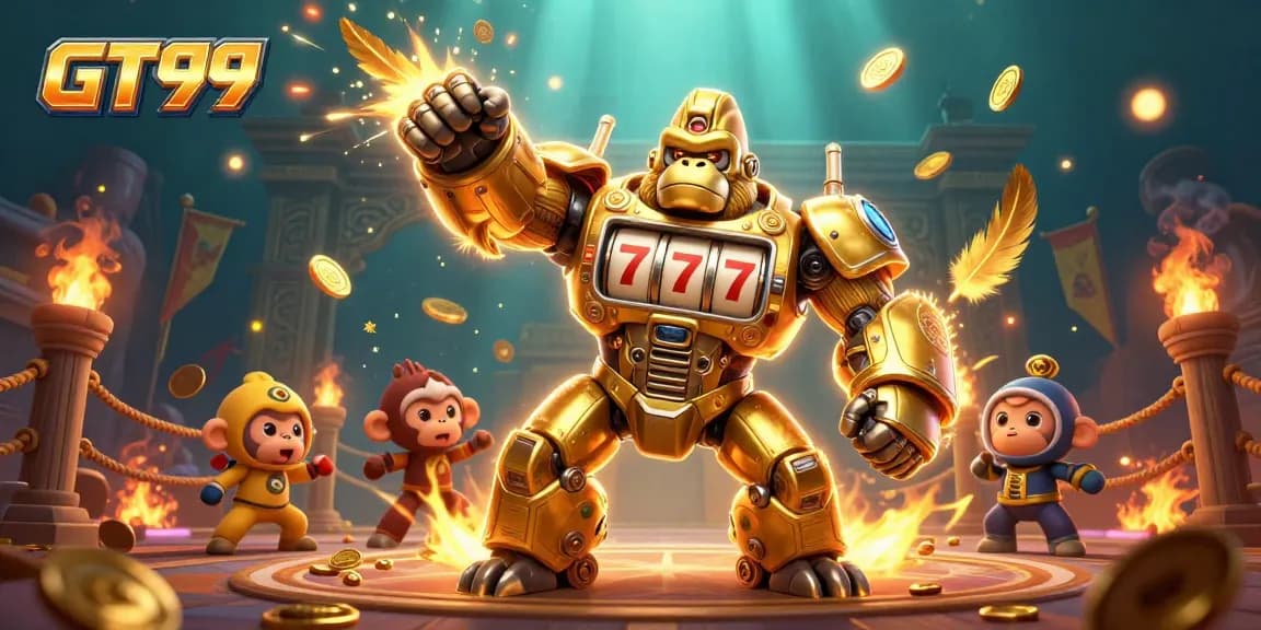Experience the thrill of GT99's dynamic casino games with a golden mech hybrid and explosive action!