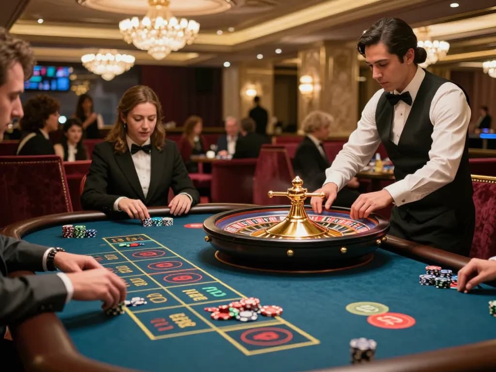 Engaging players at TG88's roulette table enjoying high-stakes betting with vibrant ambiance.