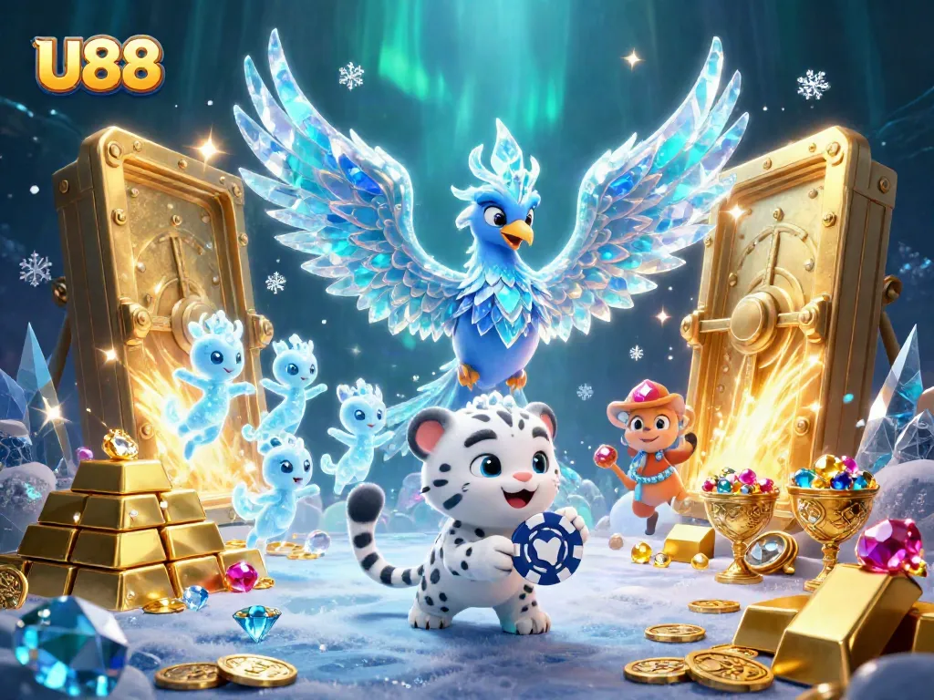 Win big with U88's enchanting ice phoenix and dazzling treasures at your fingertips.