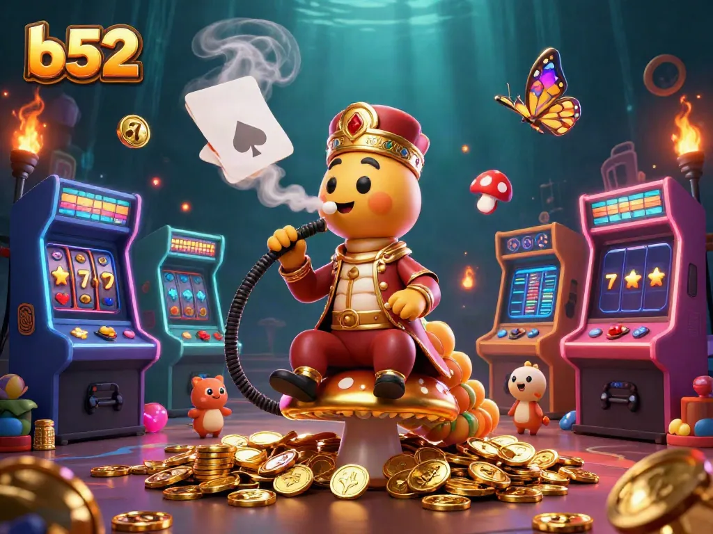 (b52) Engage in thrilling gameplay at B52 with vibrant slot machines and colorful casino elements.