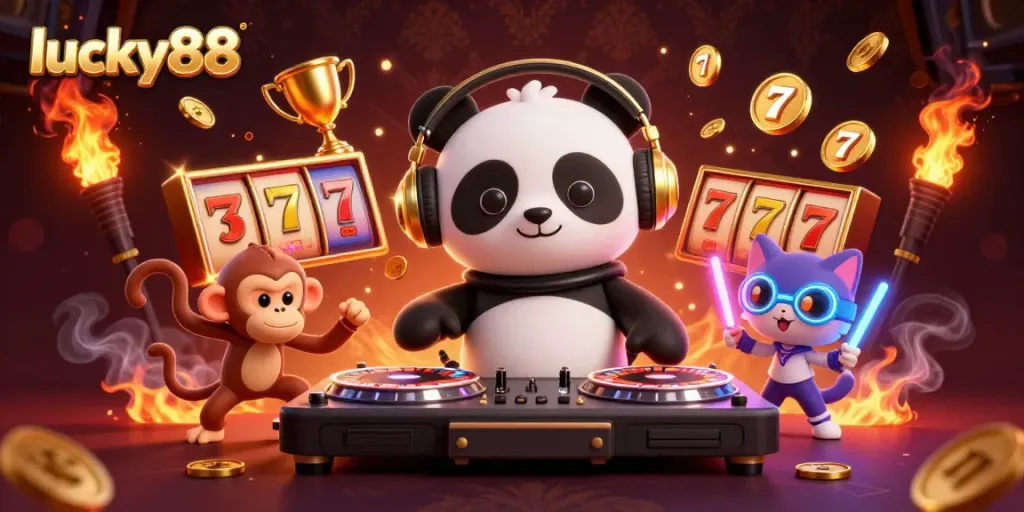 Engage with lucky88's thrilling casino atmosphere featuring dynamic characters and vibrant game elements.
