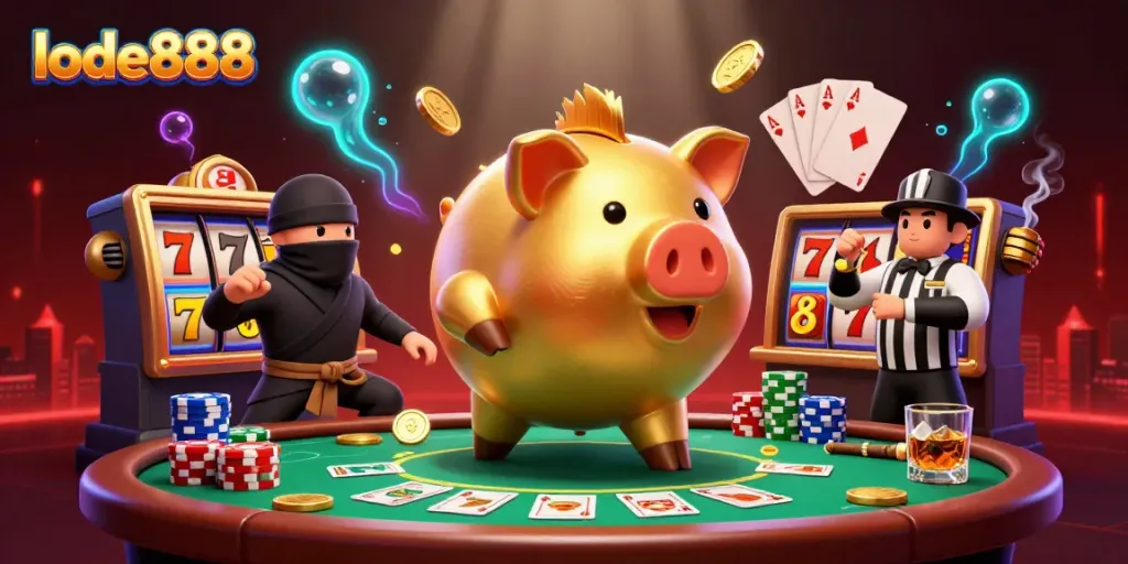 Experience rich gameplay at lode888 with vibrant casino elements and characters in action.