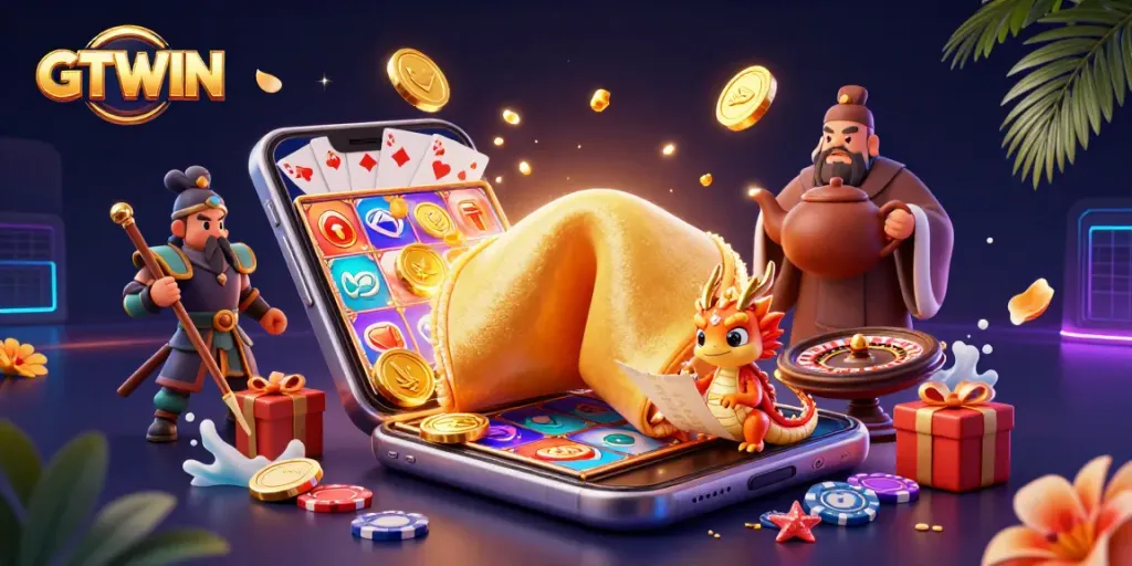 Engage with GTWIN's exciting online casino experience featuring dynamic game elements and vibrant characters.
