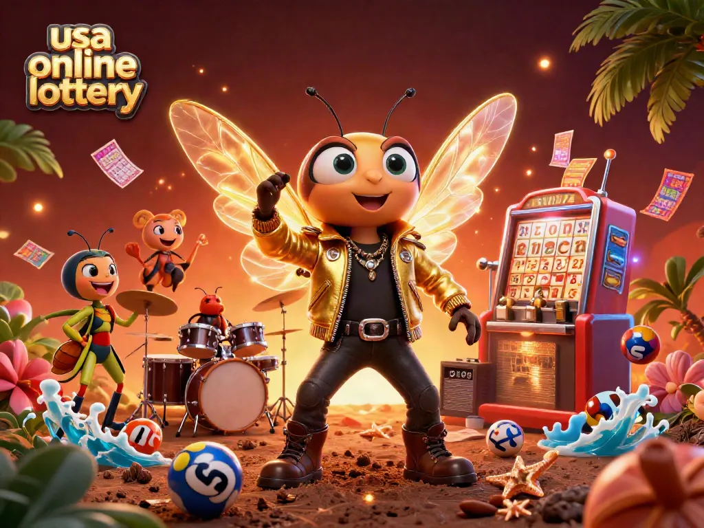 Experience the excitement of usa online lottery with dynamic characters and vibrant gaming elements.