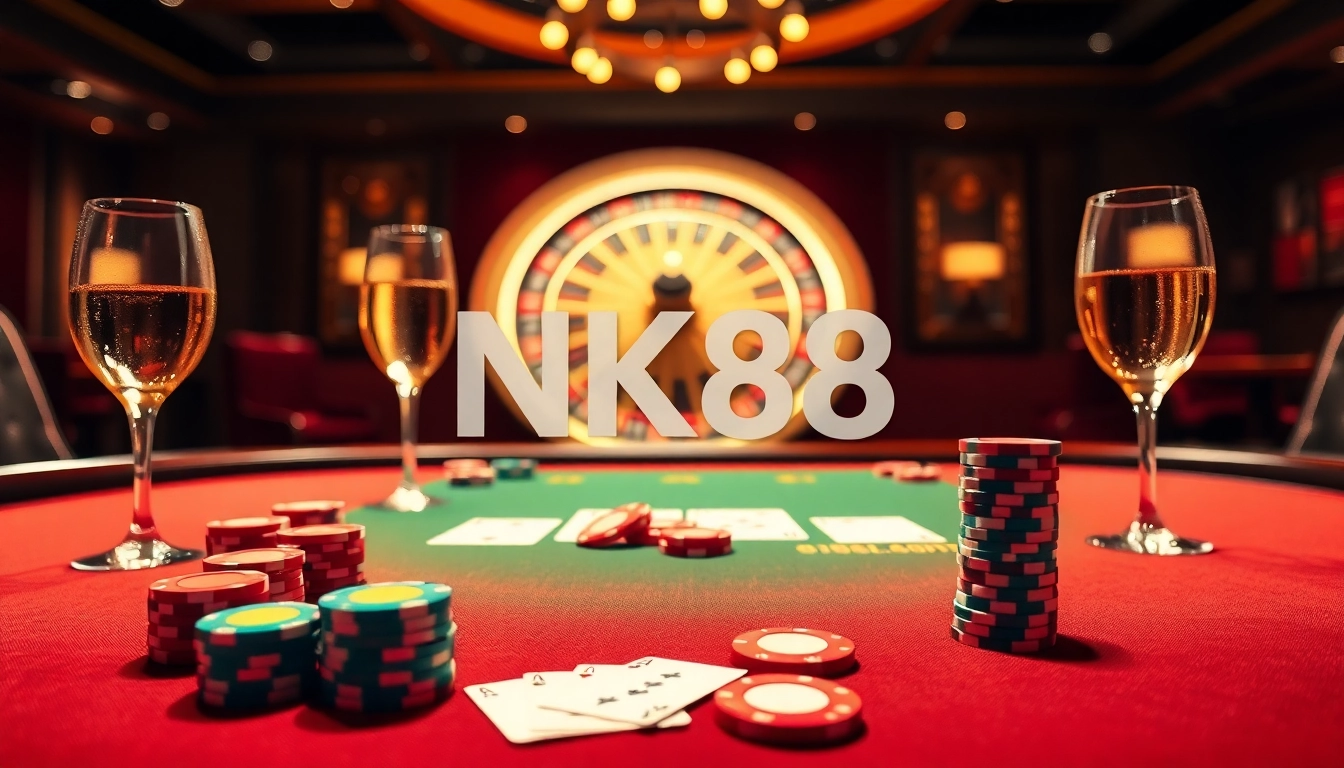 Experience thrilling gameplay at NK88 with a stunning online casino interface and vibrant poker scene.