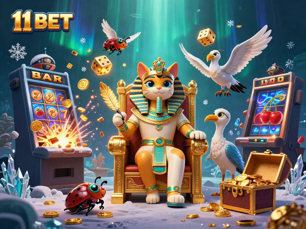Experience the vibrant world of 11 BET with a pharaoh cat and jackpot chaos.