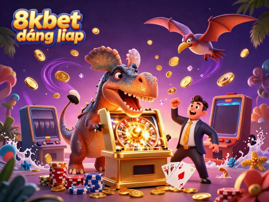 Discover exhilarating gameplay with 8kbet đăng nhập as dynamic characters celebrate a jackpot win in a vibrant casino atmosphere.
