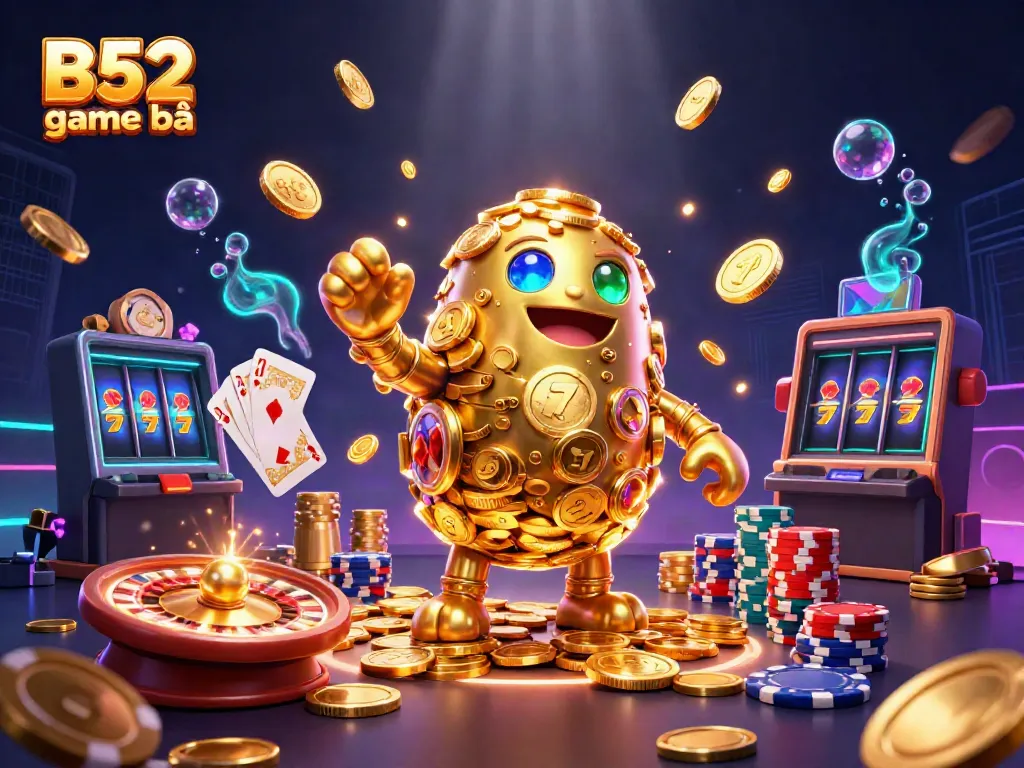 Experience the thrill of B52 game bài with vibrant 3D characters and casino elements in action.