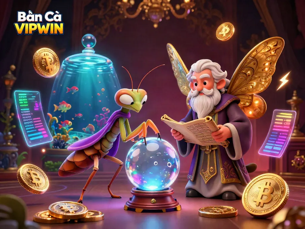 Engage in fish shooting action with Bắn Cá VIPWIN's vibrant 3D illustration featuring underwater adventure elements.