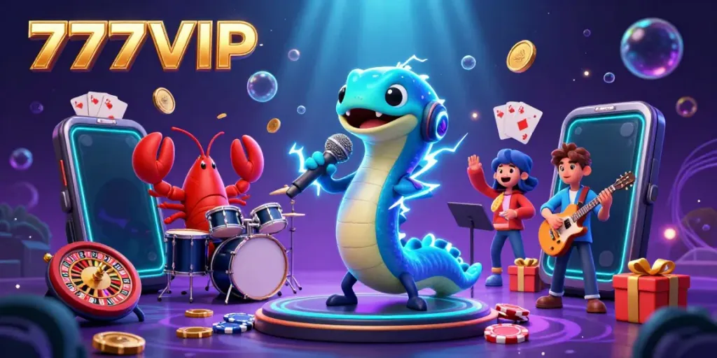 Experience the thrill of gaming at 777VIP with vibrant underwater casino illustration featuring slot games and live entertainment.