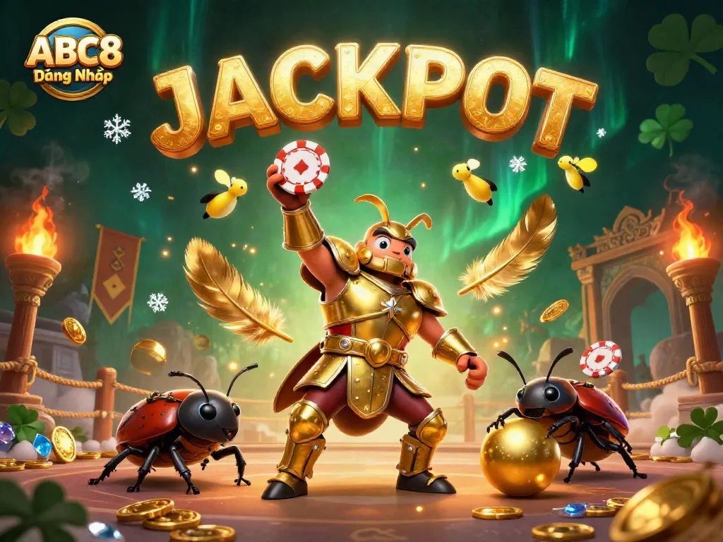 Experience ABC8 Đăng Nhập with vibrant 3D illustration showcasing a beetle championing jackpots