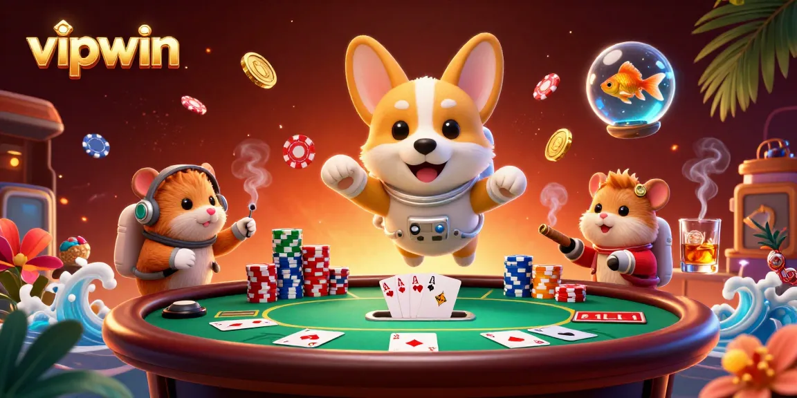 Experience thrilling gameplay at vipwin with a vibrant 3D space casino illustration featuring unique characters.