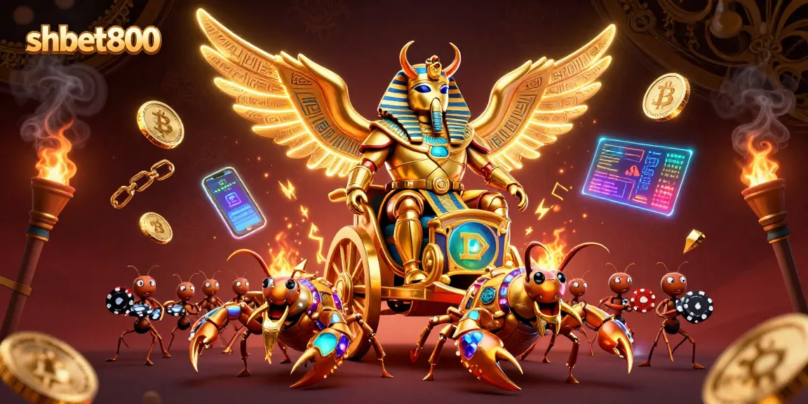 Join the thrilling adventure of shbet800 with a golden scarab and radiant gems in this luxurious casino scene.