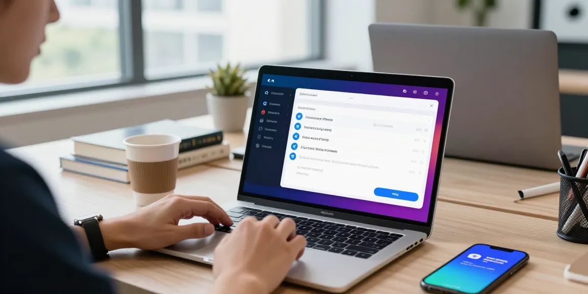 Customizing Telegram Chinese interface on a laptop in a modern workspace.