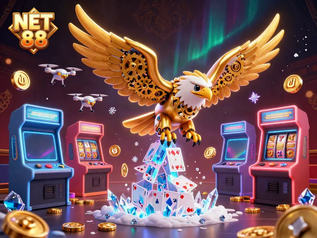 Experience thrilling games at NET 88 as the golden eagle dives through digital cards.
