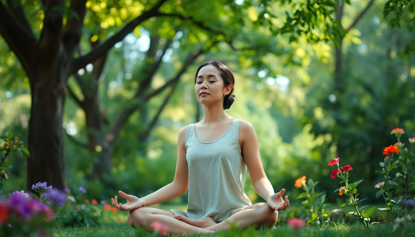 Enhance emotional wellbeing through mindfulness in a peaceful outdoor setting.