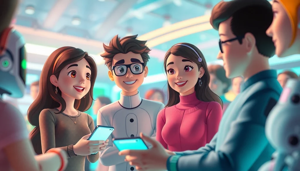 Engaging AI characters in a friendly chat scene, reflecting the concept of crush on ai.