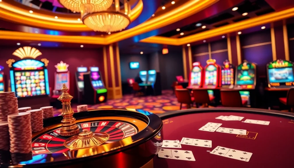 Experience high-stakes gaming at https://288tbr.com/ with vibrant casino visuals, poker chips, and roulette wheels.