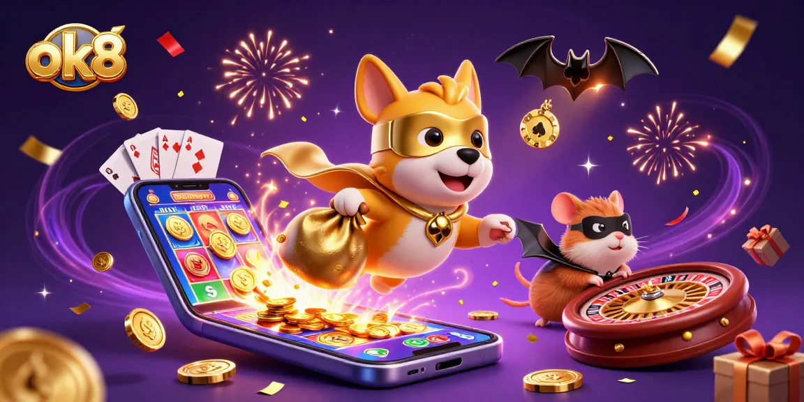 Spin the reels with ok8 and win big! Colorful slot game action illustrated in vibrant detail.
