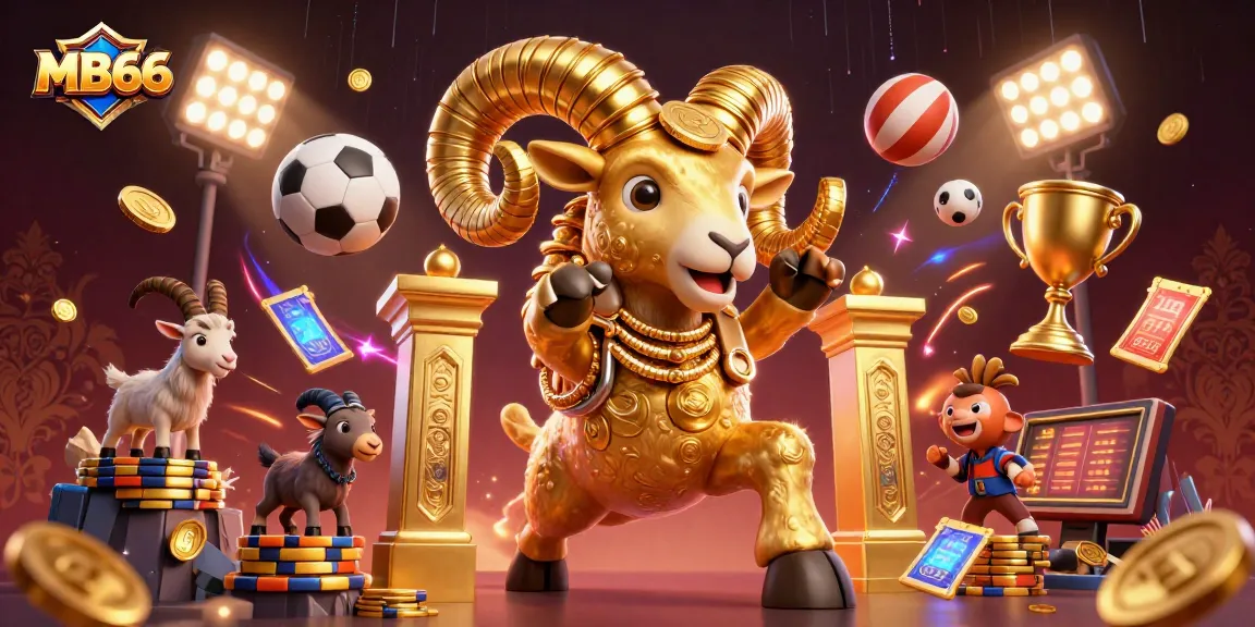 Experience the thrill of MB66 with an energetic cartoon ram charging through casino elements.