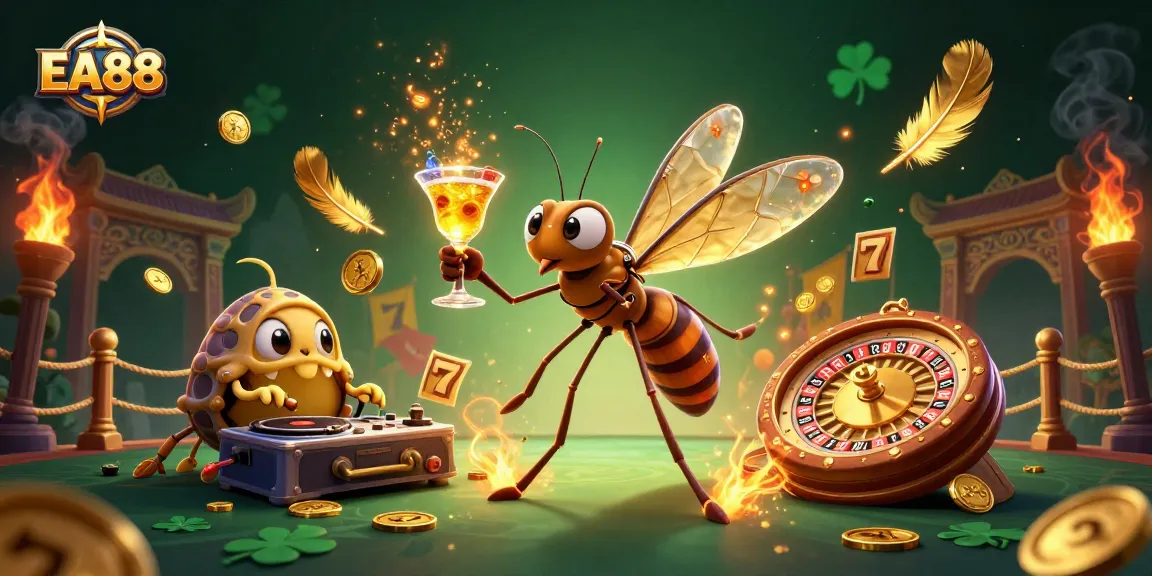 Win big with EA88 at a vibrant casino scene featuring unique characters and dynamic game elements.